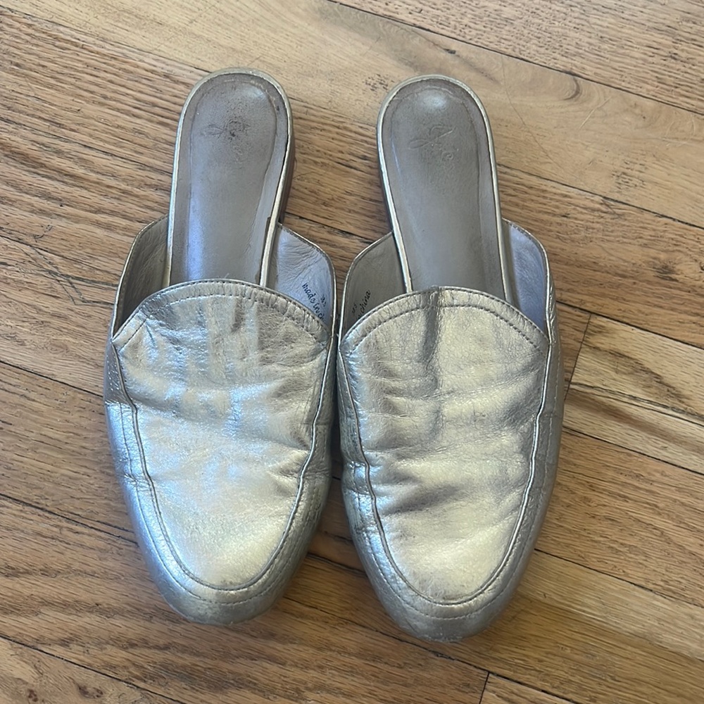 Gold Metallic Joie Slides